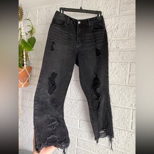 Fashion Nova Black Frayed Jeans